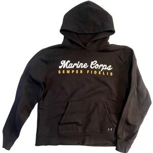 Under Armour Marine Corps Semper Fidelis Hoodie Mens M Black Military Tactical